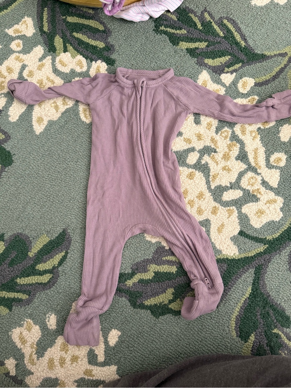 Caden Lane Amethyst Waffle Romper 0-3